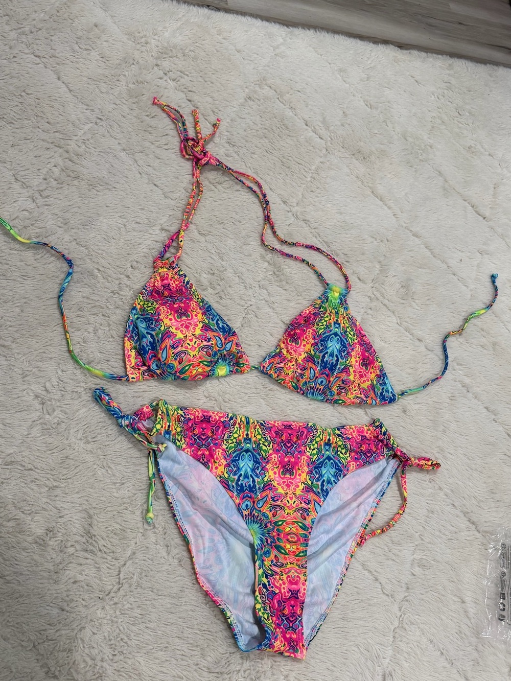 Neon Multicolor Triangle Bikini XL NWT